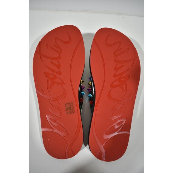 Christian Louboutin Loubi Flip Spikes Donna Flat Black Thong Flip Flop Sandal 36 - Picture 12 of 12